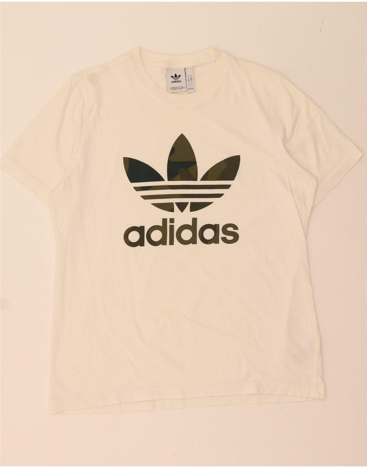 ADIDAS Mens Graphic T-Shirt Top Large White Cotton Vintage Adidas and Second-Hand Adidas from Messina Hembry 