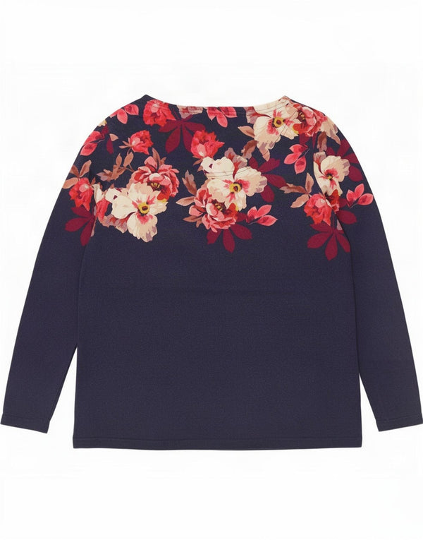 Joules Top pentru femei cu mânecă lungă UK 16 mare, albastru, bumbac floral