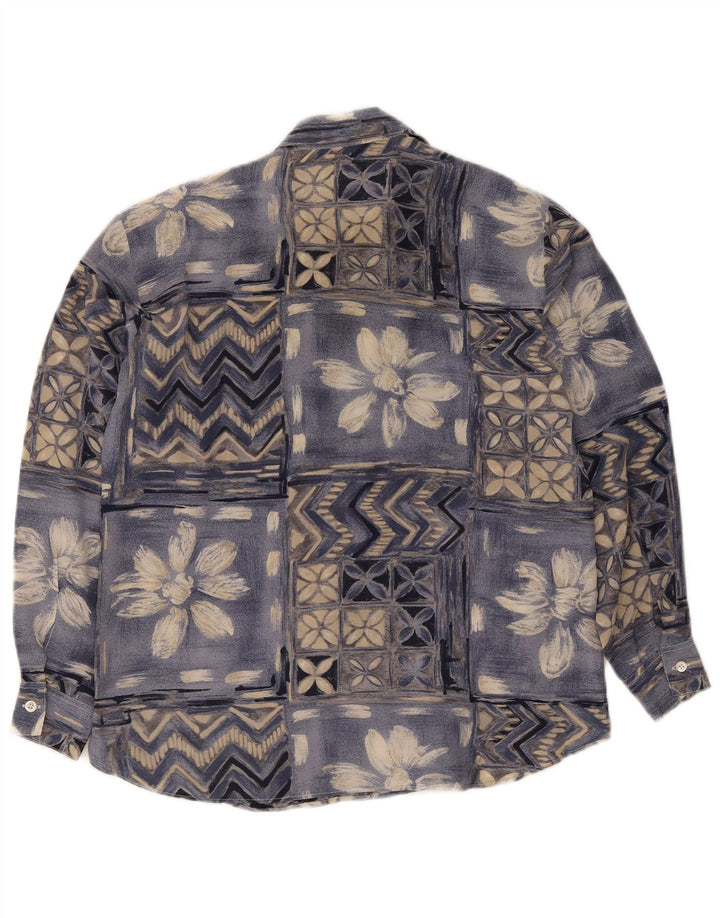 Bluză Cămașă Vintage Femei IT 42 Medium Blue Patchwork Mătase