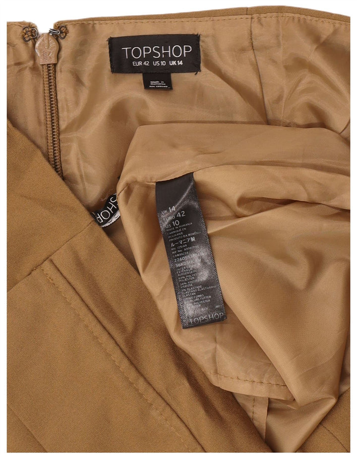 Fusta mini Topshop pentru femei UK 14 Large W32 Kaki Poliester