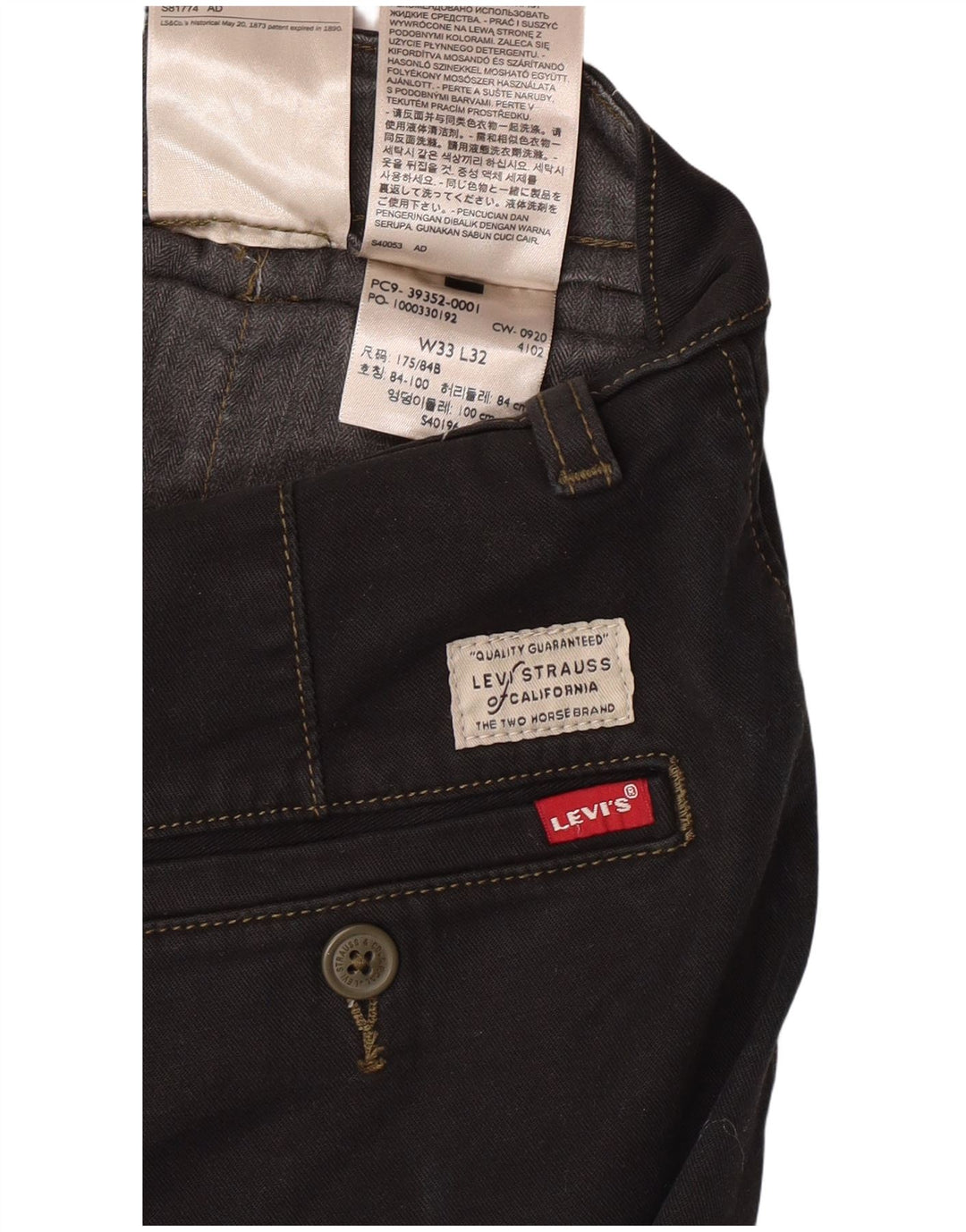 Pantaloni chino 540 drepti pentru bărbați LEVI'S L33 L29 bumbac negru