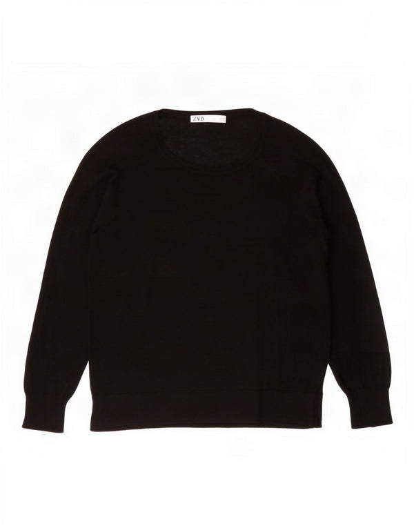 Pulover pentru femei Zara, cu gât de barcă, UK 16, mare, negru