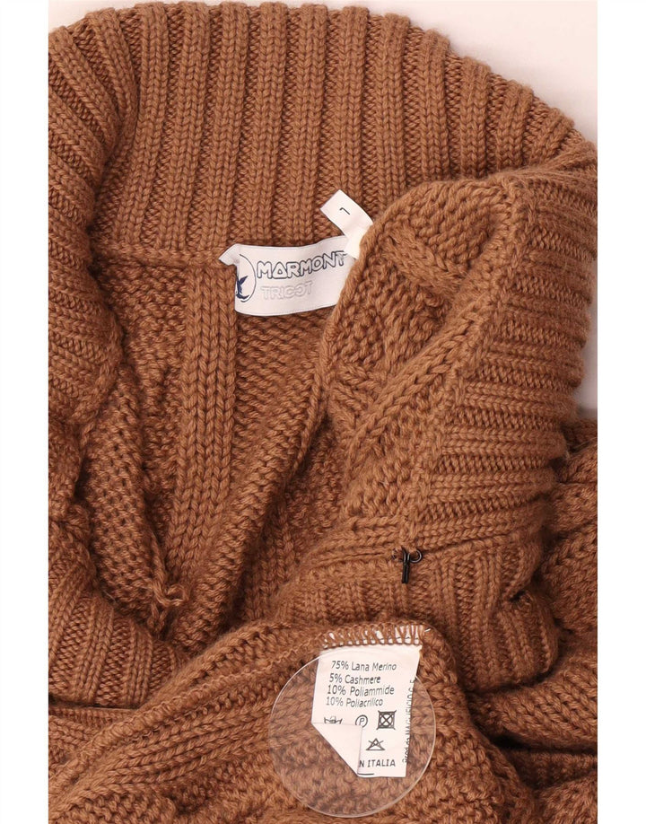 Pulover Cardigan Vintage pentru bărbați, cu croială obișnuită, lână merinos maro mare