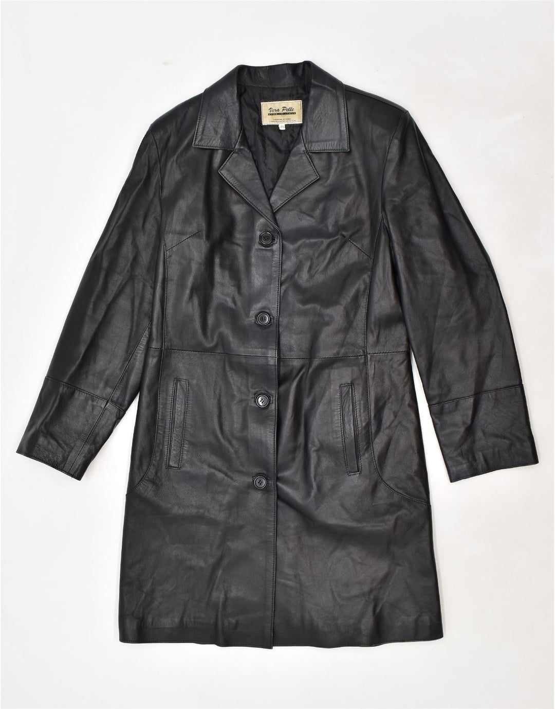 Palton din piele pentru femei VINTAGE IT 48 XL din piele neagră
