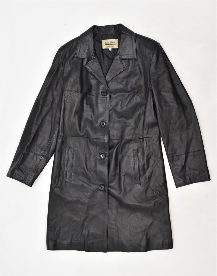 Palton din piele pentru femei VINTAGE IT 48 XL din piele neagră