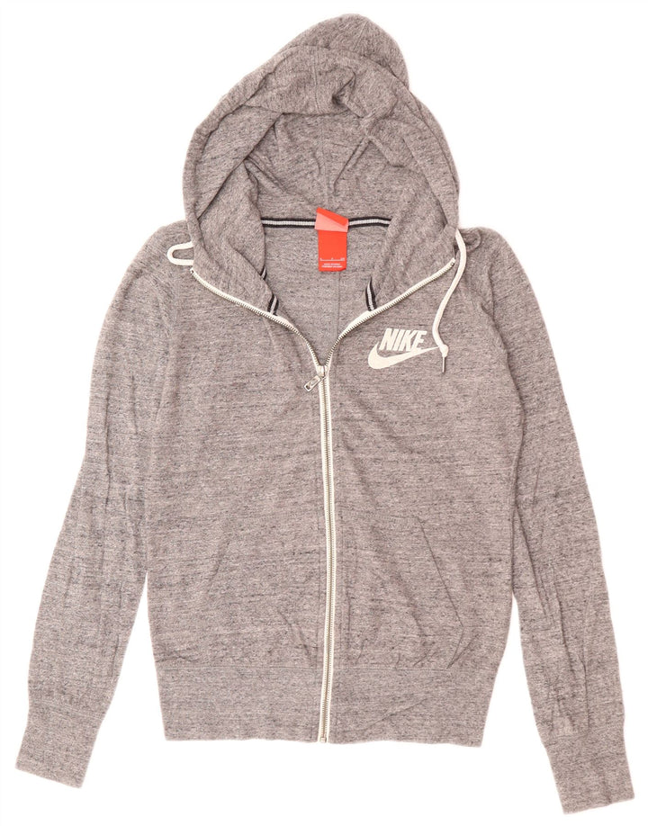 Pulover NIKE pentru femei, cu fermoar, UK 10, poliester cu pături, gri mic