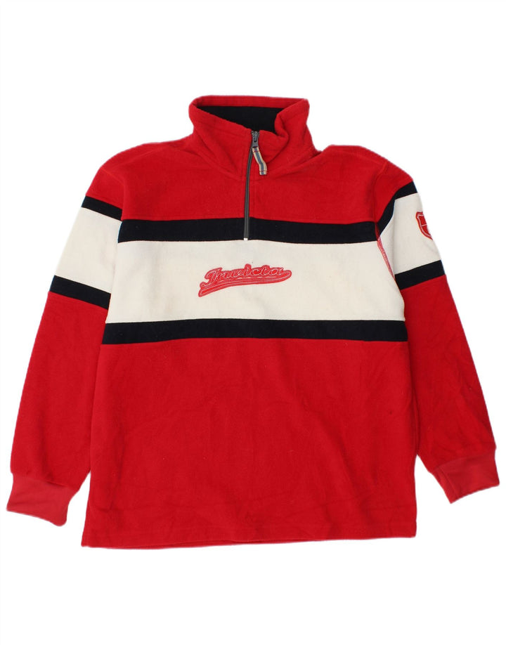 Pulover pentru bărbați INVICTA, cu grafică, cu fermoar și decolteu din lână, roșu, color block