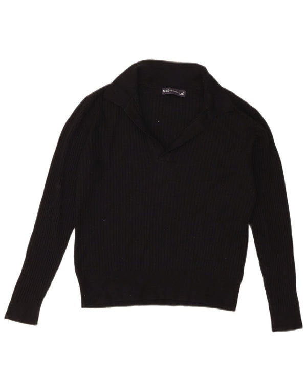 Marks & Spencer Pulover crop pentru femei cu gât polo, UK 12 Medium Negru
