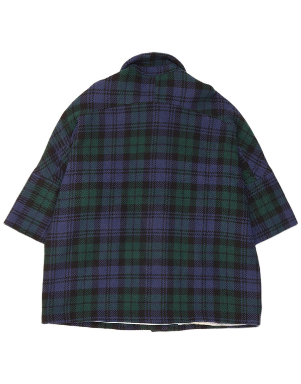 Pardesiu vintage pentru femei UK 18 XL, albastru bleumarin, carouri