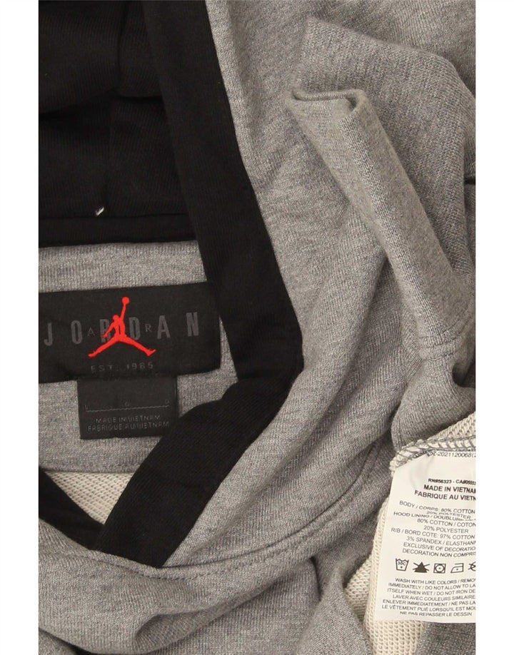 Jumper Jordan pentru bărbați cu capota, mare, gri, bumbac