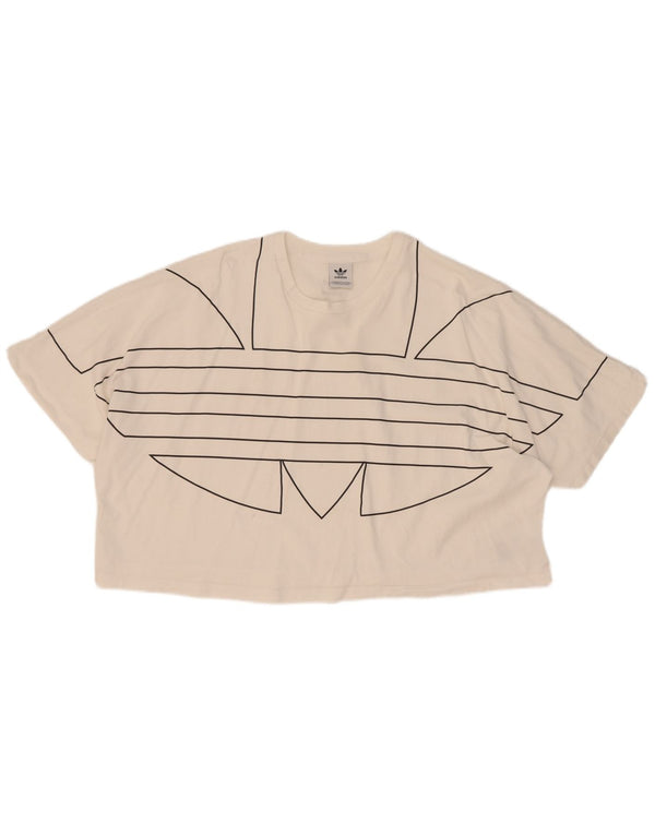 Tricou cu grafic crop Adidas pentru femei Top UK 20 2XL Bumbac alb