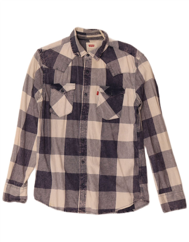 Cămașă de flanel pentru bărbați Levi's, din bumbac cu carouri, albastru bleumarin