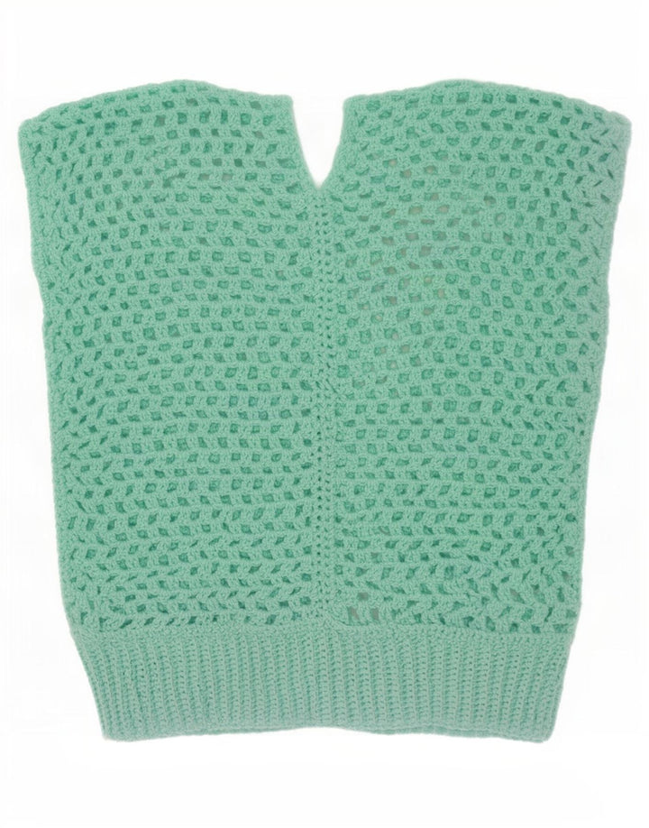 Vintage Womens Crochet Vest Tank Top UK 14 Medium Turcoaz