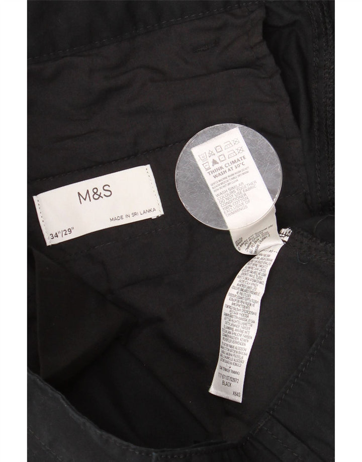 MARKS & SPENCER Pantaloni cargo drepti pentru bărbați W34 L29 bumbac negru