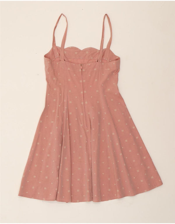 VINTAGE Rochie A-Line fără mâneci pentru femei UK 6 XS Roz Floral