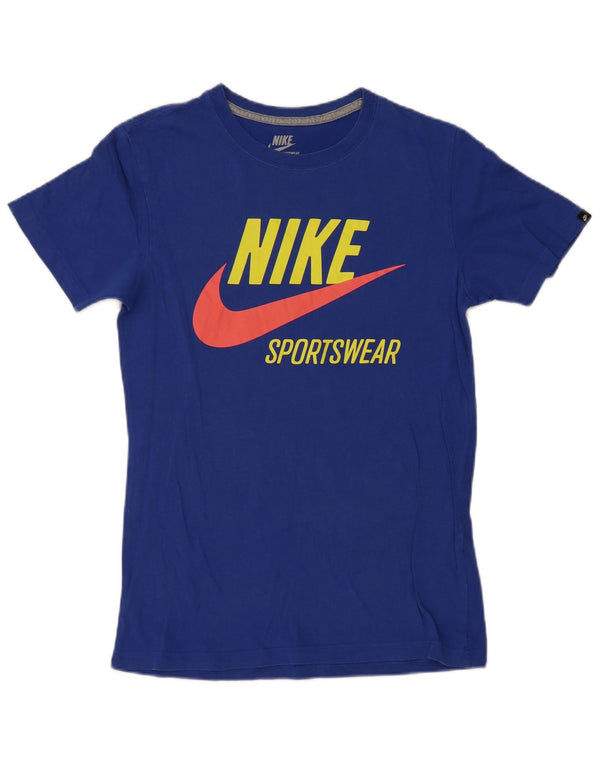 Tricou grafic Nike pentru femei Slim Fit Top UK 12 Bumbac albastru mediu