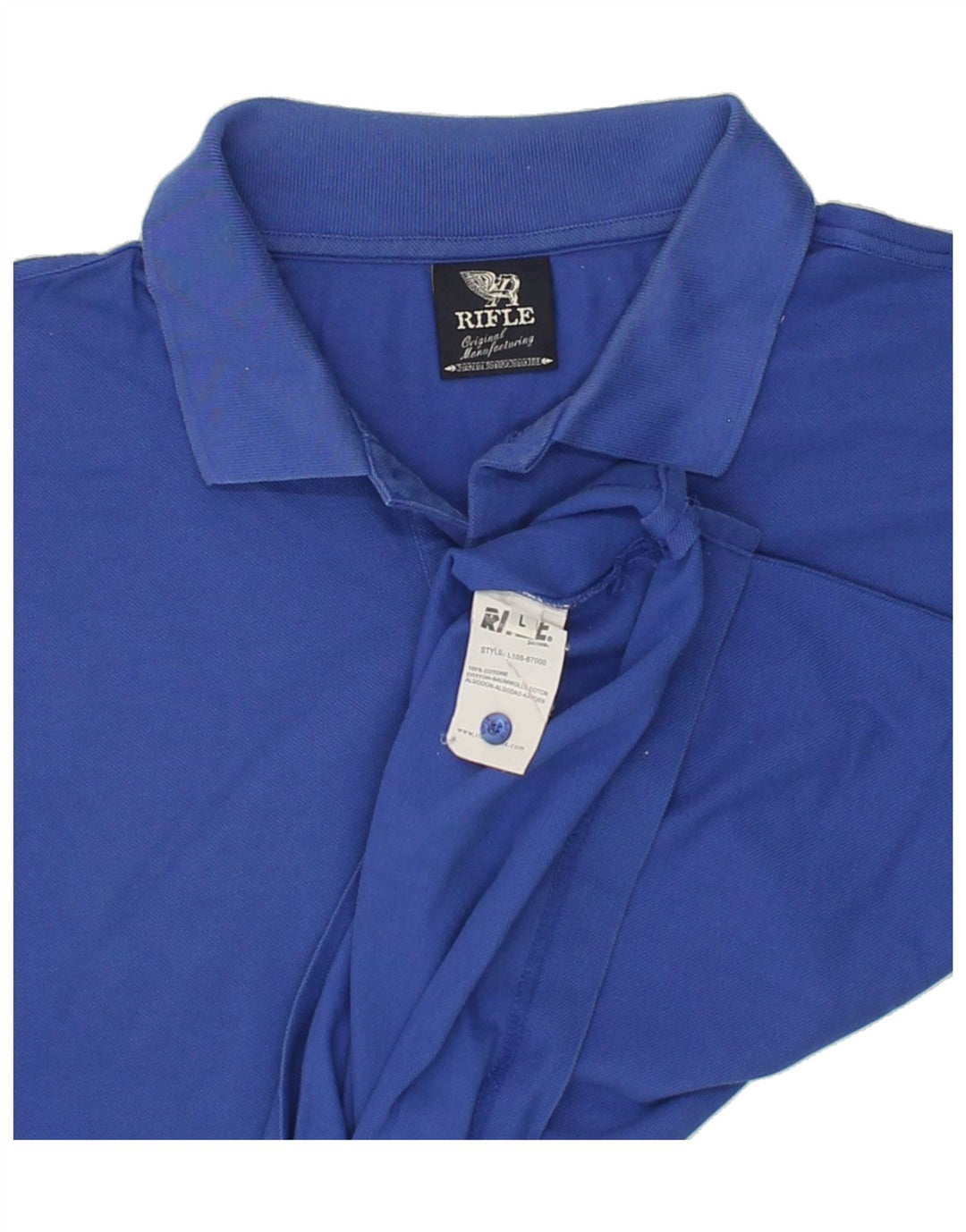 RIFLE Mens Polo Shirt Large Blue Cotton Vintage Rifle and Second-Hand Rifle from Messina Hembry 