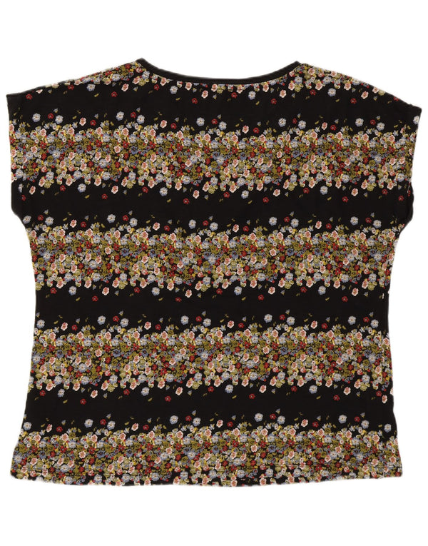 Fat Face Tricou pentru femei Top UK 16 Large Black Floral Bumbac