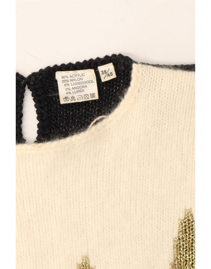 VINTAGE Womens Crew Neck Jumper Sweater EU 38/40 Medium Black Colourblock Vintage Vintage and Second-Hand Vintage from Messina Hembry 