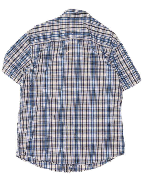 Cămașă casual pentru bărbați Wrangler cu mânecă scurtă XL, bumbac cu carouri albastre