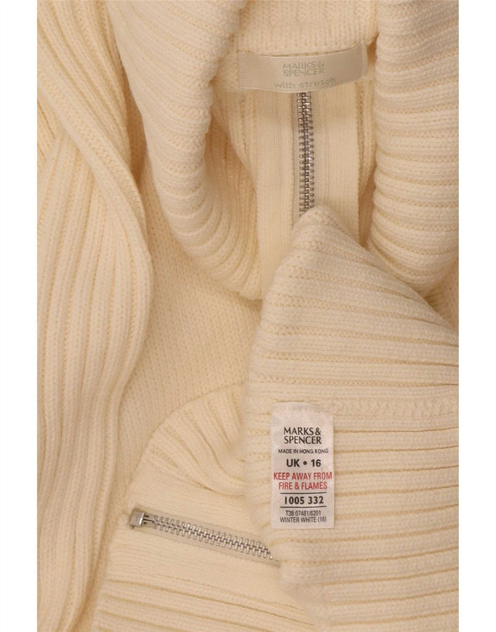 Pulover cardigan cu fermoar complet pentru femei Marks & Spencer UK 16, mare, alb
