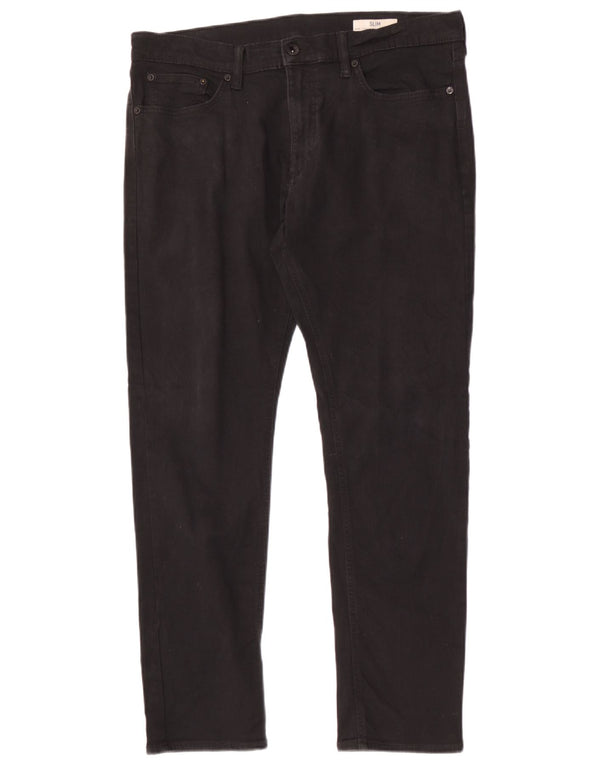 Marks & Spencer Mens Slim Casual Trousers W36 L31 Black Cotton