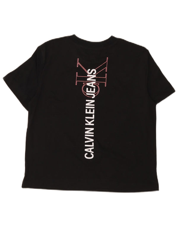 CALVIN KLEIN JEANS Tricou cu grafic crop pentru femei Top UK 10 Small Black