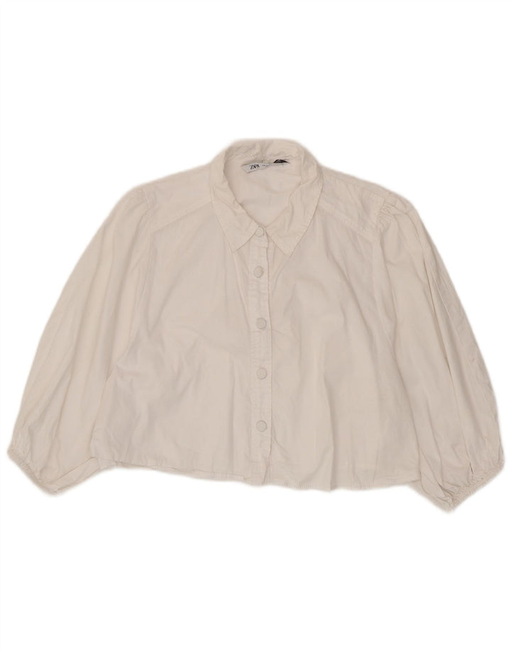 Bluză cămașă pentru femei Zara UK 18 XL Albă