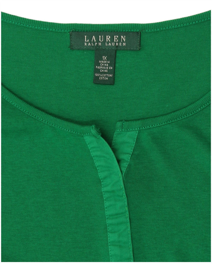 Top pentru femei RALPH LAUREN cu mânecă lungă UK 18 XL bumbac verde