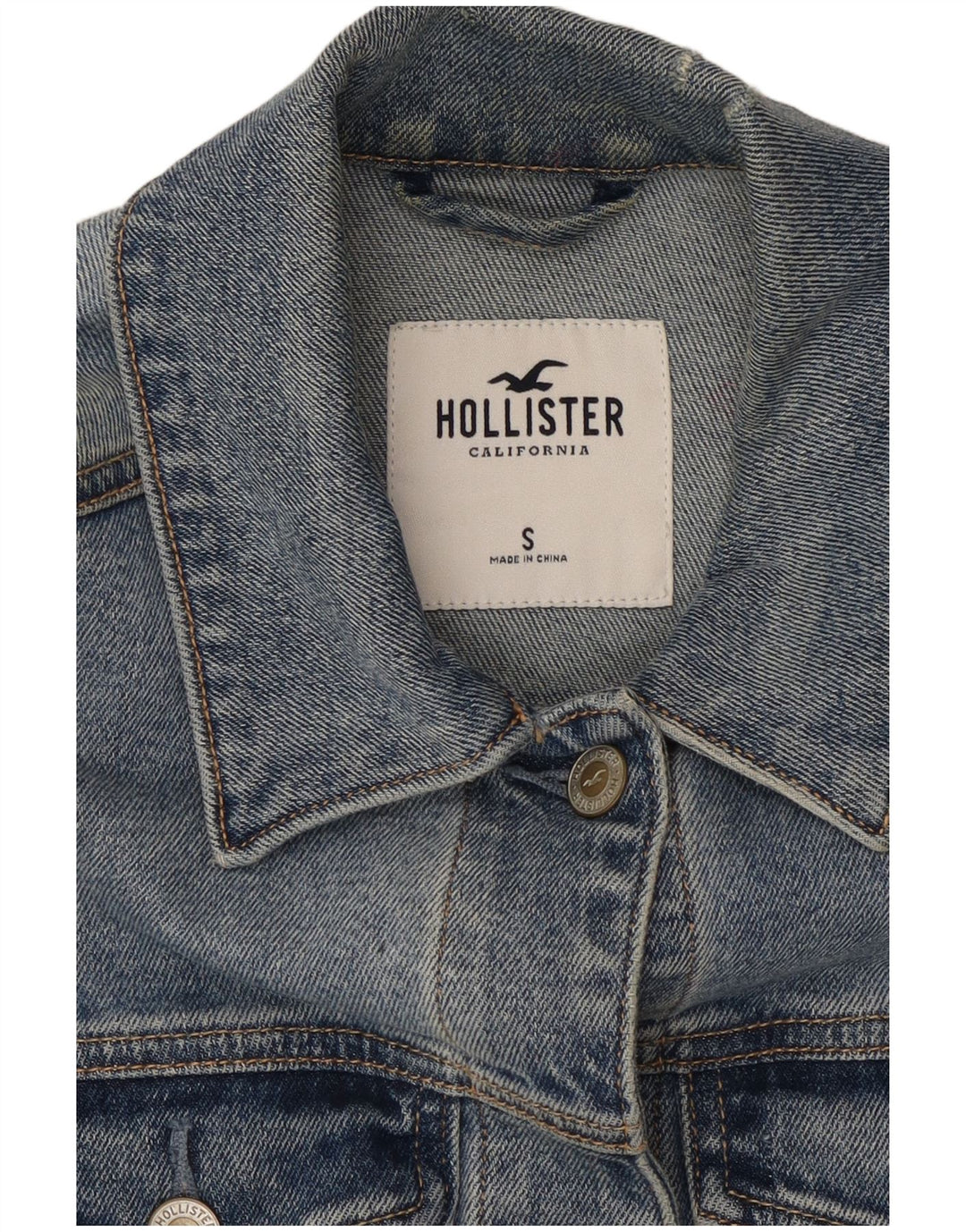 Jachetă de blugi învechită pentru femei HOLLISTER UK 10 Bumbac albastru mic