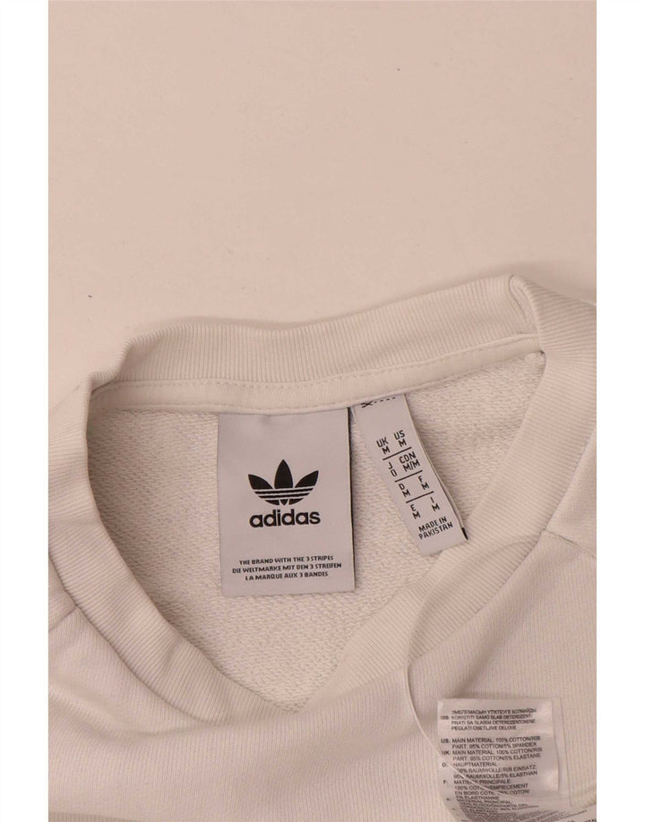Pulover pentru femei Adidas, bumbac alb mediu