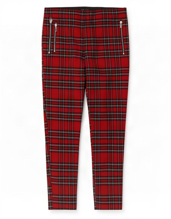 Pantaloni skinny casual pentru femei Zara XL W32 L27 Red Carid Viscose