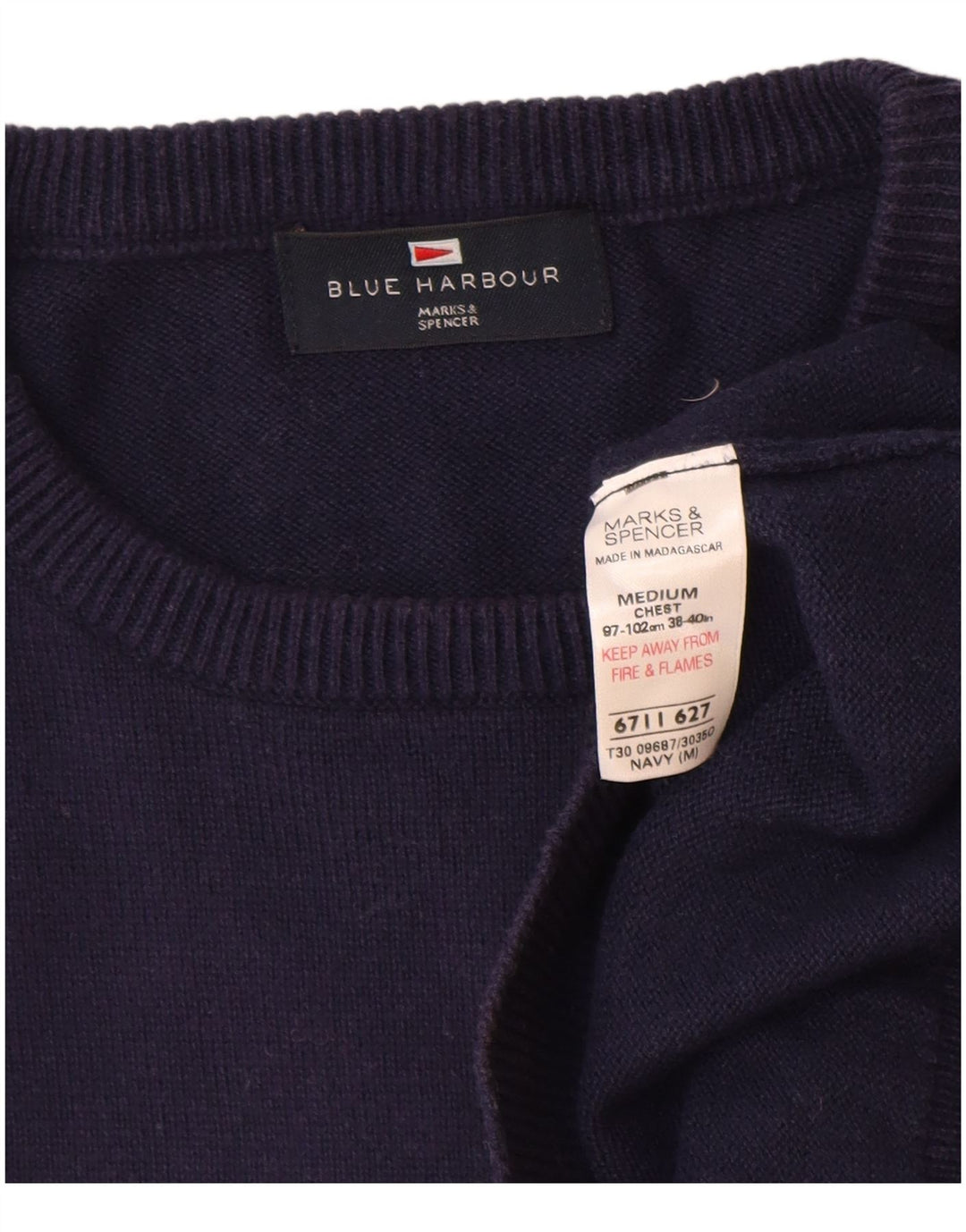Pulover Marks & Spencer pentru bărbați, Blue Harbour, cu decolteu triplu, albastru bleumarin mediu