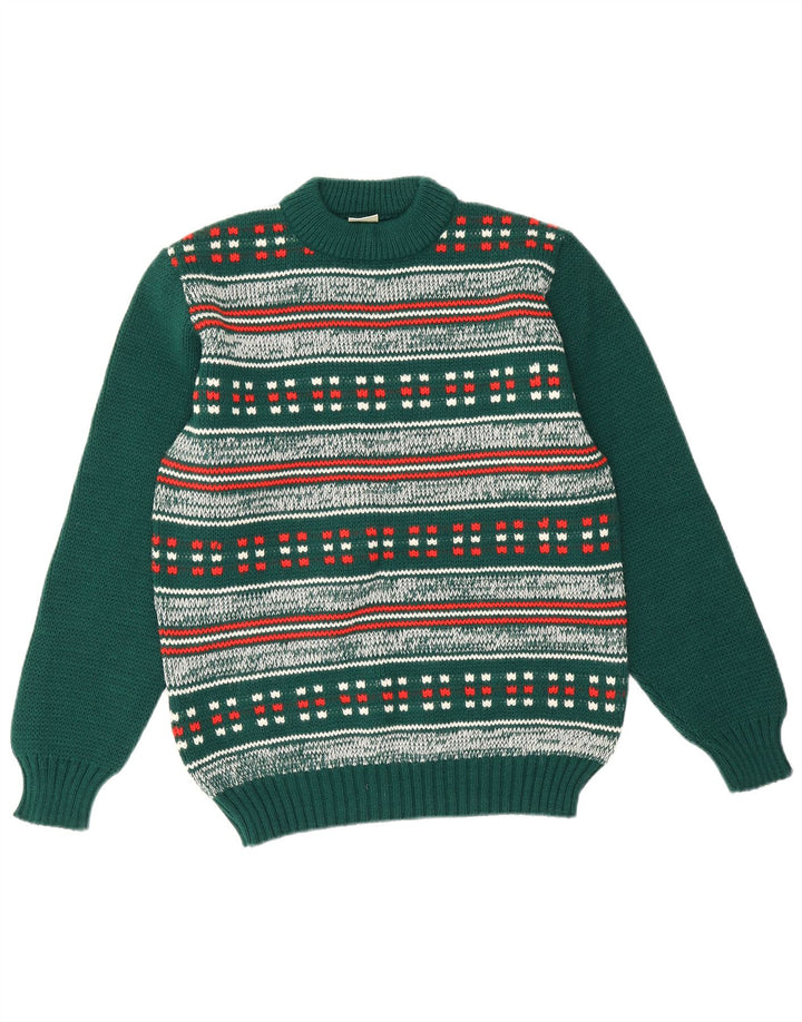 Pulover pentru bărbați Dralon cu decolteu triplu Pulover mic verde Fair Isle Poliacrilic