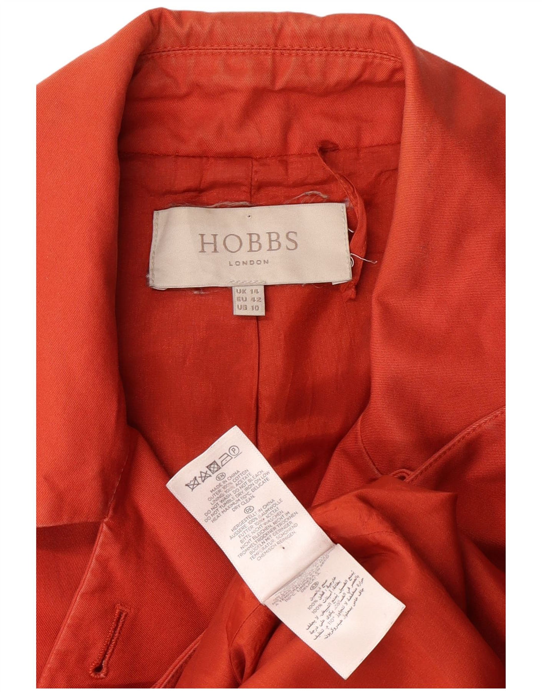Trench London pentru femei HOBBS UK 14 bumbac portocaliu mediu