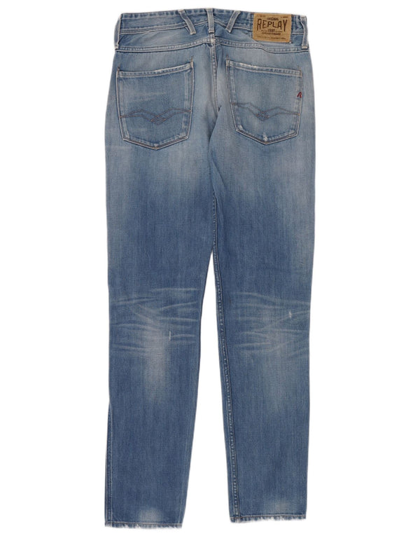 REPLAY Blugi slim pentru bărbați învechiți W32 L34 Bumbac albastru
