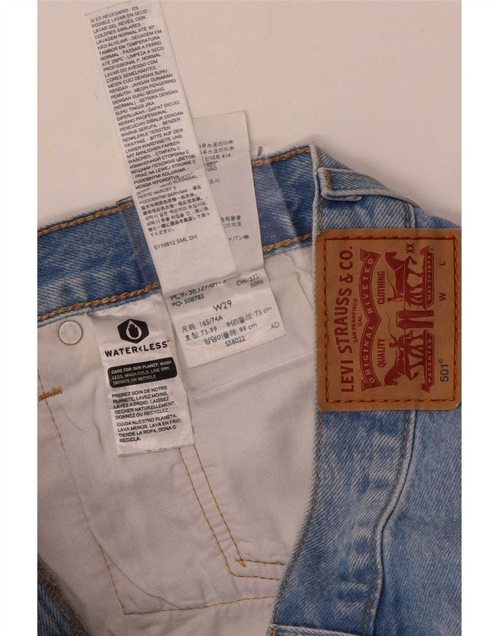 Pantaloni fierbinți Levi's 501 Denim pentru femei W29, bumbac albastru mediu