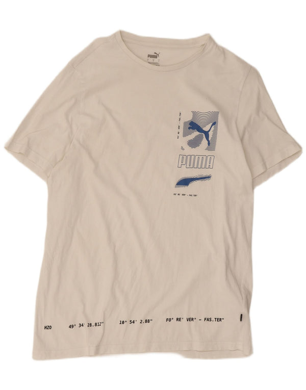 Tricou grafic Puma pentru bărbați Top mare din bumbac alb