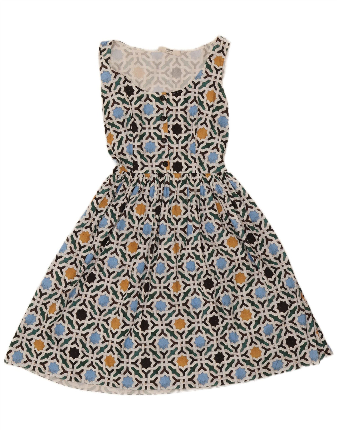 Rochie de soare Prada pentru femei IT 42 Medium Multicolor Geometric Bumbac