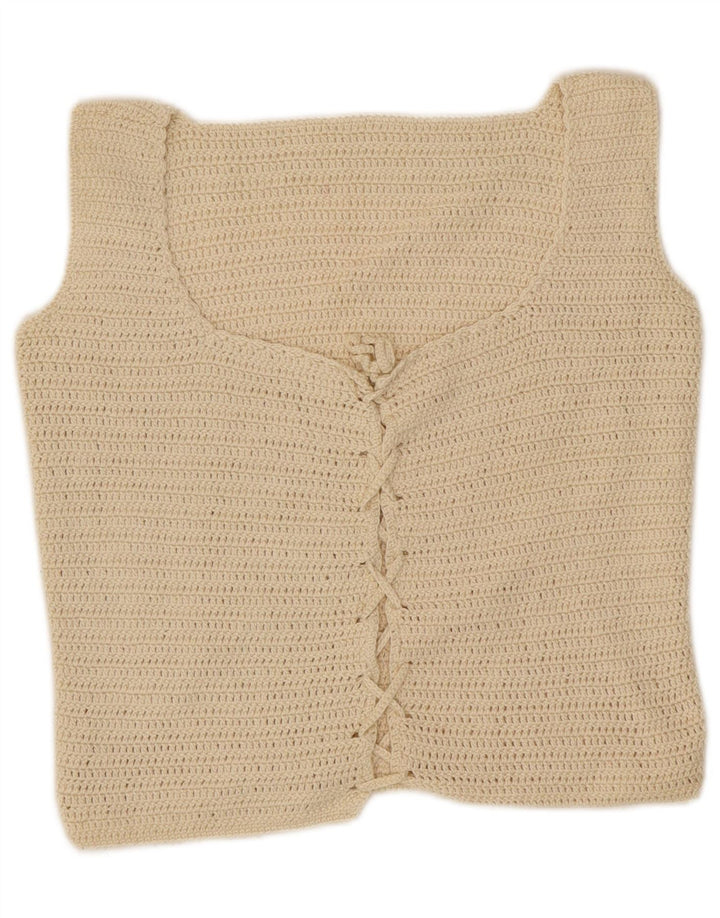 Crop Top Vintage pentru femei UK 10 Small Off White