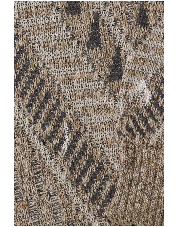 Pulover vintage pentru bărbați cu decolteu în V, mic, gri, geometric