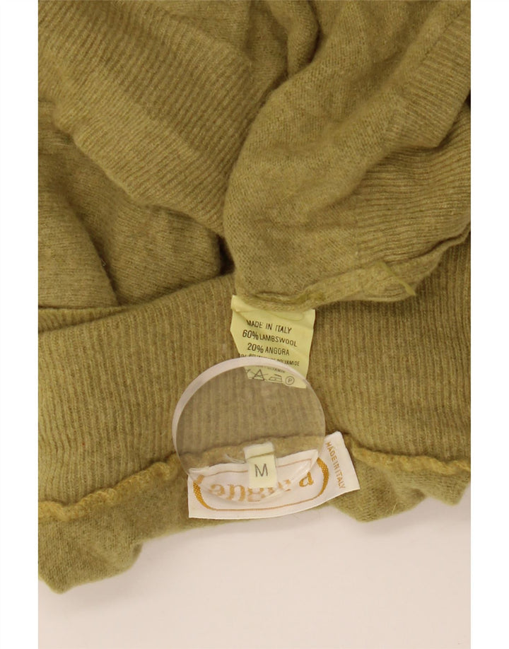 VINTAGE Pulover cu gât rulat pentru femei UK 14 Medium Khaki Lambswool