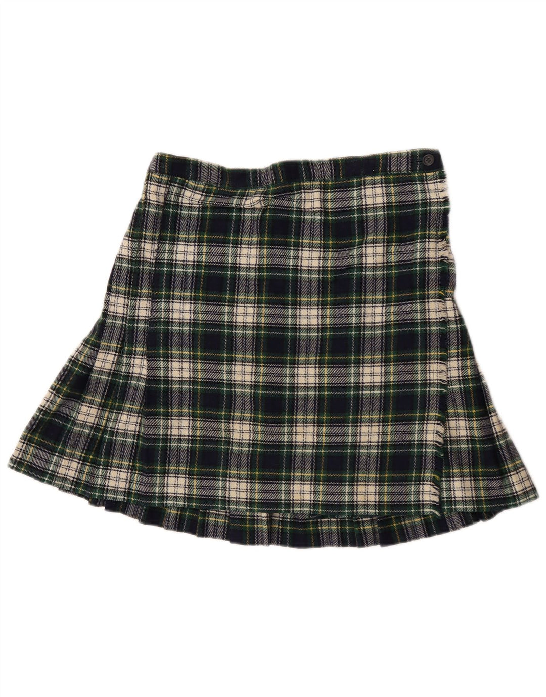 Fusta Mini Wrap Vintage pentru femei W28, carouri verde mediu