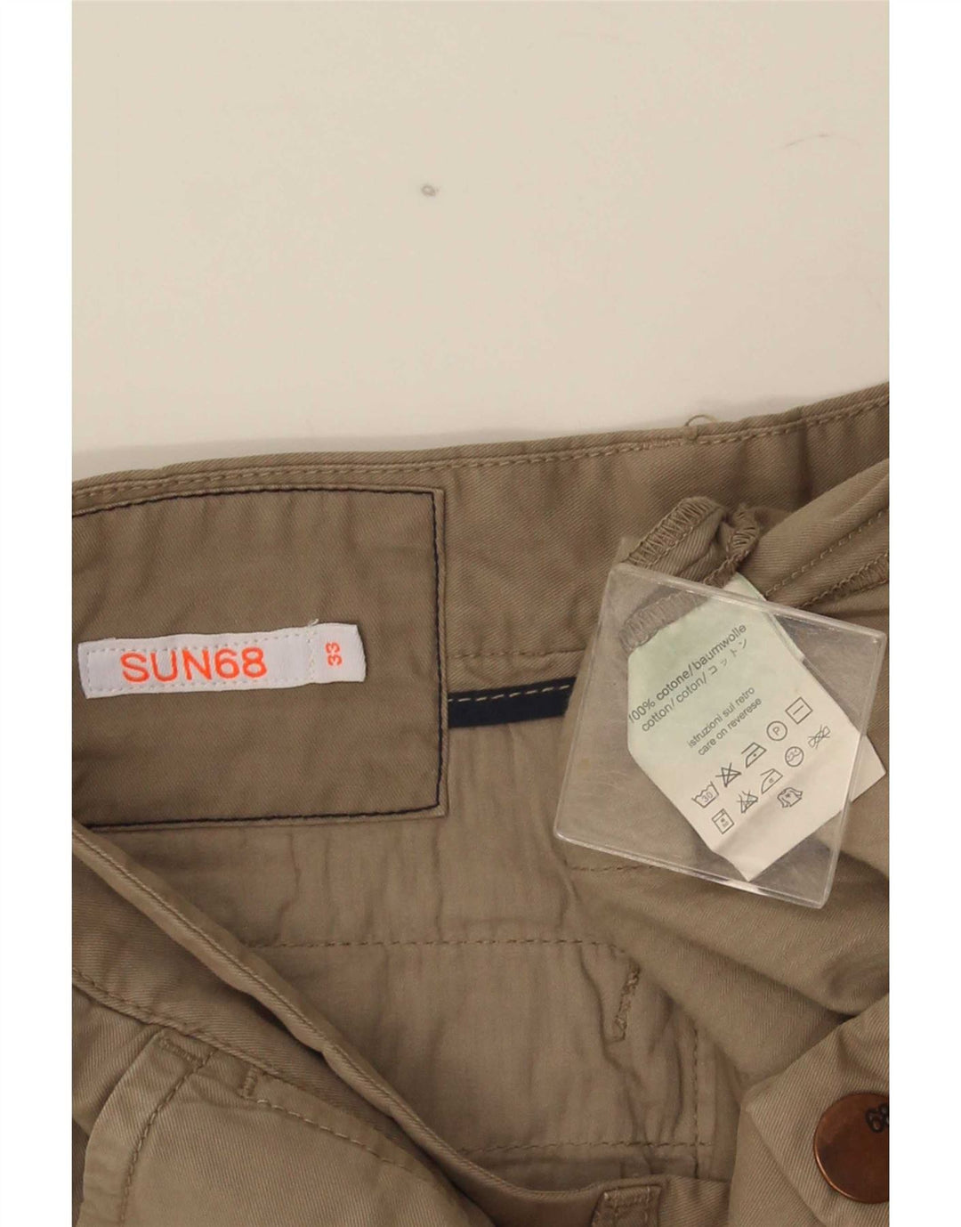 Sun68 Pantaloni scurți chino obișnuiți pentru bărbați W33 Bumbac Floral Bej Mediu