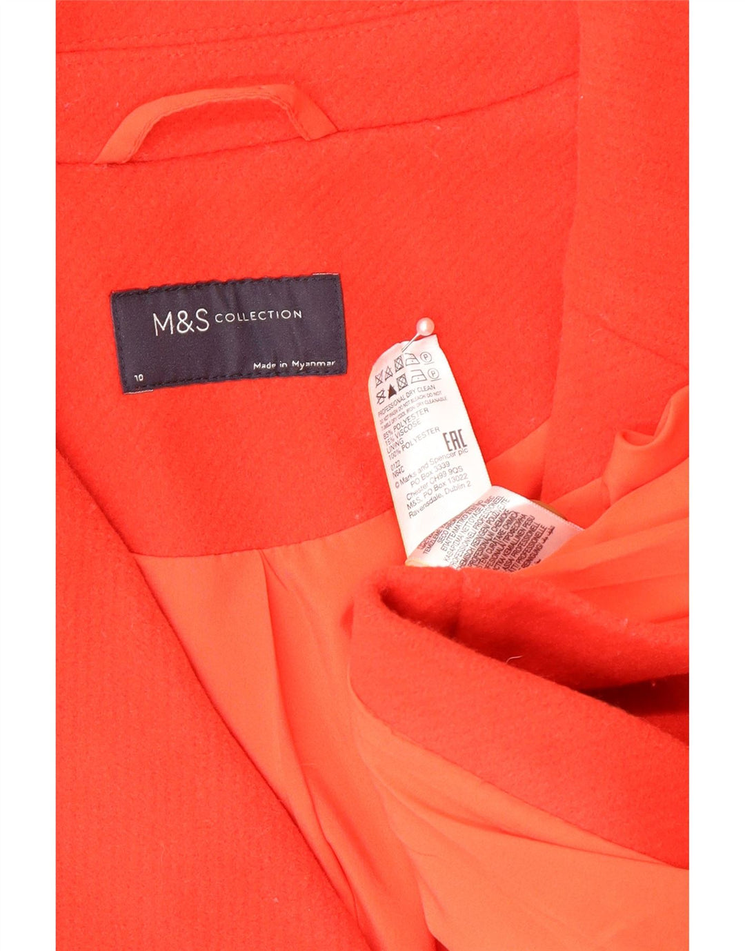 Pardesiu supradimensionat pentru femei Marks & Spencer UK 10 Poliester roșu mic