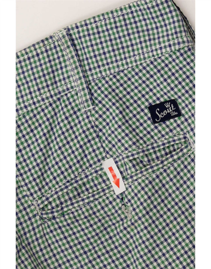 Pantaloni scurți chino pentru bărbați Scout, mari W34, bumbac cu check verde