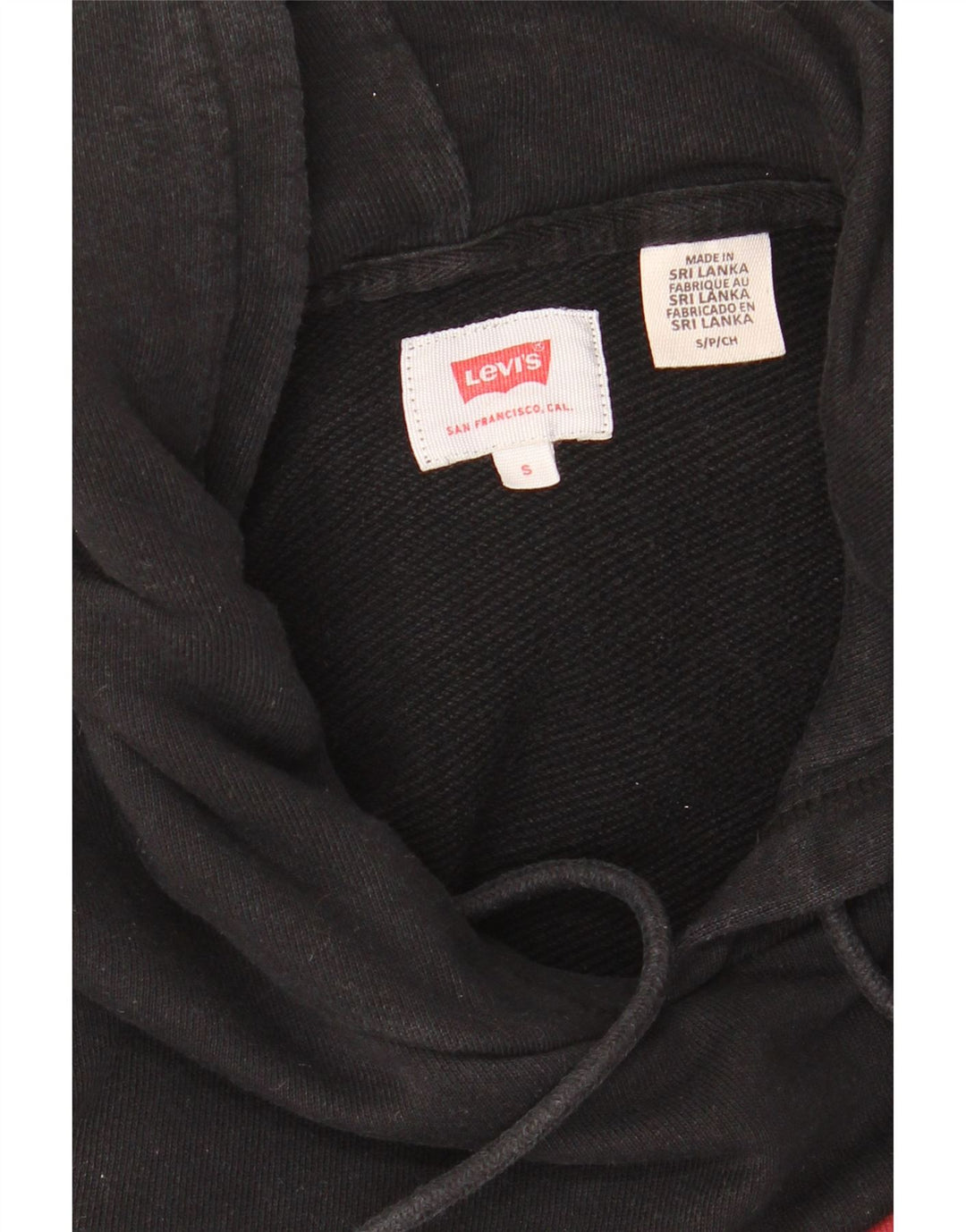 LEVI'S Mens Graphic Hoodie Jumper Small Black Cotton Classic