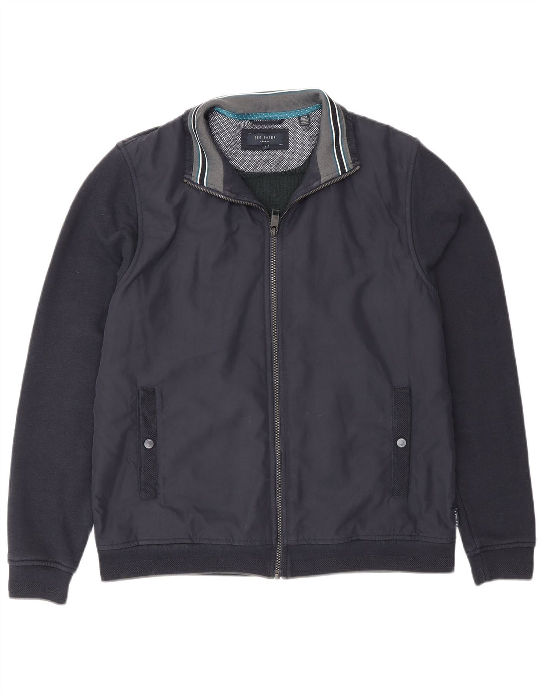 Ted Baker Mens Bomber Jacket Size 4 Large Navy Blue Cotton
