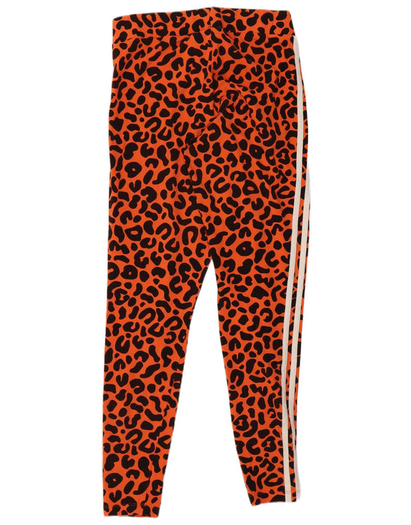 Leggings pentru femei Adidas UK 14, portocaliu mediu, bumbac cu imprimeu animal