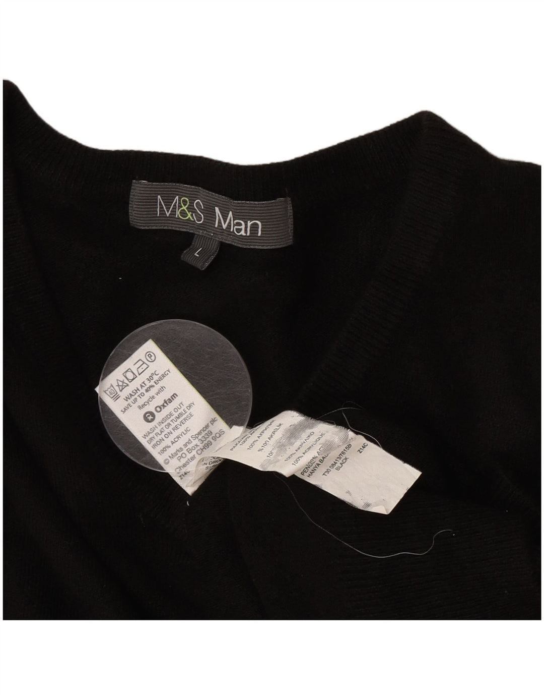Pulover pentru bărbați Marks & Spencer, cu decolteu în V, mare, negru, acrilic